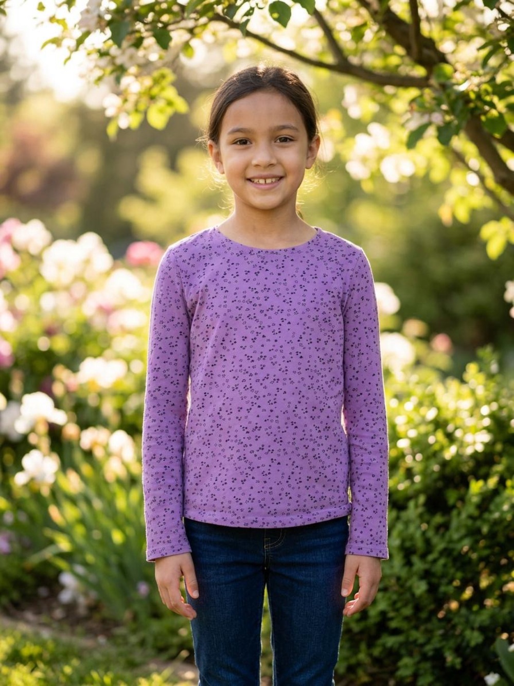 George Lavender Floral Long-Sleeve Tee